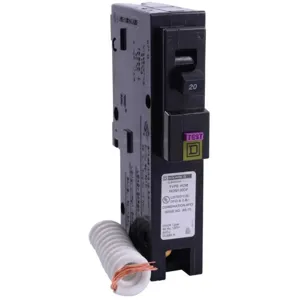 SQUARE D HOM120DF Miniature Circuit Breaker, 20A, 1 Pole, 120VAC, 10KA, Plug In Mount | AG8PYV