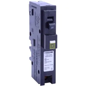 SQUARE D HOM120PCAFI Plug In Circuit Breaker Hom 20 Amp 120vac 1p 10kaic@120v | AG8PYY