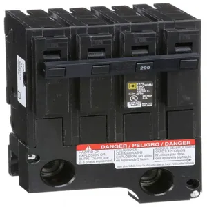 SQUARE D HOM2200BB Plug In Circuit Breaker Hom 200 Amp 240vac 2p 10kaic@240v | AG8PZB