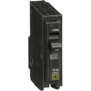 SQUARE D QO110 Miniature Circuit Breaker, 10A, 1 Pole, 120/240VAC, 10KA, Plug In Mount | AG7CTZ 5B720