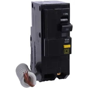 SQUARE D QO225GFI Plug-In Circuit Breaker, 25A, 2P, 10kAIC@240V | AF9GXH 2GLT4