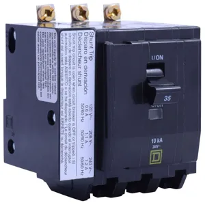 SQUARE D QOB345-1021 Thermal Magnetic Circuit Breaker, 45A, 3P, 120V Shunt Trip | CE6HRU