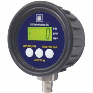SSI MG1-15-A-9V-R Digitales Industrie-Manometer, 0 bis 15 PSI, für Flüssigkeiten und Gase, 1/4 Zoll NPT-Stecker | CU4GPE 487H48