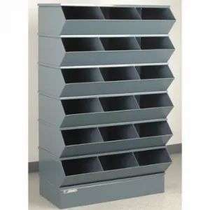 STACKBIN 3-418SSB Sectional Stacking Bin Units, 37 Inch X 20 Inch X 63 Inch Size, Std, 18 Compartments, Gray | CU4GUF 45NH74