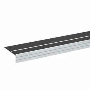 STAIRMASTER 333FT4-6 Stair Nosing, Double-Strip Grit, Aluminum, 54 in Wd, 3 Inch Dp, Black | CU4GWM 60HT46