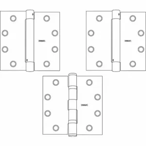 STANLEY 827188 Spring Hinge Set, Steel, Satin Chrome, Square, 0.134 Inch Door Leaf Thick, 3 PK | CU4JXN 52HL15