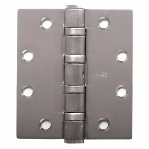 STANLEY FBB199NRP 5X4 5 32D STS Butt Hinge, 4 Holes per Leaf, 1 3/4 Inch Door Leaf Width, 180 Deg Range of Motion, Square | CU4HHR 487F94