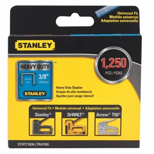 STANLEY STHT71836 Staple, Heavy Duty, 27/64 Inch Crown Width In, 3/8 Inch Leg Length In, 1, 250 PK | CU4JRJ 45JX18