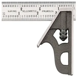 STARRETT 11H-4-4R Combination Square Set, 2 Pieces, Square, 4 Inch Blade Length, Cast Iron, 4R | CH9WVA 26Y953