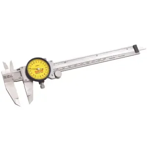 STARRETT 120AM-150 Dial Caliper, Sharp Dial Graduations, Yellow | AC4GXW 2ZUE9 / 66295