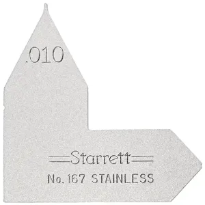 STARRETT 167-010 Individual Radius Gauge, 1 Leaves, 1/64 Inch by 1/2 Inch by 64ths Range | CU6NFX 30A745