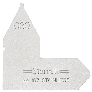 STARRETT 167-030 Individual Radius Gauge, 1 Leaves, Range, ±0.002 Inch Accuracy | CU6NFW 30A749