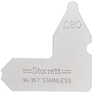 STARRETT 167-080 Radius Gage, 0.80, 1 Leaves | CU6KGP 30A754