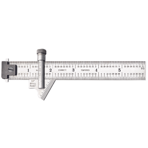 STARRETT 22C Drill Point Gage, Steel, 59 Degree, 32nd Graduations, Hook Rule | AC4HJG 2ZVE5 / 50150