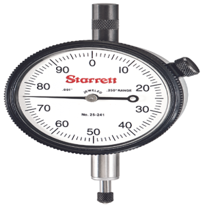 STARRETT 25-241J Dial Indicator, 0.25 Inch Range, 0-100 Dial Reading | AE6NBJ 5UAU9 / 53271