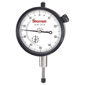 STARRETT 25-341/5J Dial Indicator, Balanced Dial, 0.5 Inch Range, 0-50-0 Dial Reading | AC4GYT 2ZUH7 / 53285