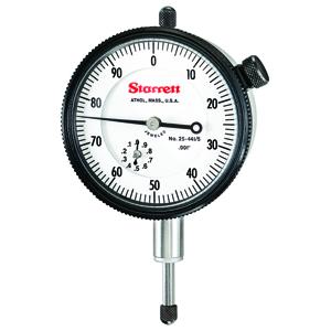 STARRETT 25-441/5J Dial Indicator, Continuous Dial, 0.5 Inch Range, 0-100 Dial Reading | AC4GYU 2ZUH8 / 53293