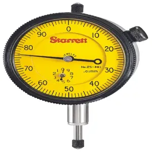 STARRETT 25-481J Dial Indicator, 10 mm Range, 0-100 Dial Reading | AC4GYW 2ZUJ1 / 53297