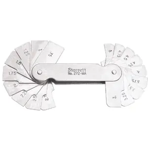 STARRETT 272MA Radius Gage, 18 Leaves, 0.75 mm To 5 mm By 0.25 mm Range | CU6NFK 30A743