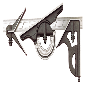 STARRETT 435-12-4R Combination Set, 4 Pieces, Center/Reversible Protractor/Square, 12 Inch Blade Length | CH9WUX 26Y923