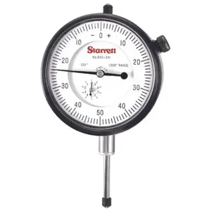 STARRETT 655-341J Dial Indicator - Lug Back, 0 Inch To 1 Inch Range, Balanced Reading, 0-50-0 Dial Reading | CU4NQL 26Z582