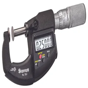 STARRETT 756.1FL-1 Digital Disc Type Micrometer, 0 Inch To 1 Inch Range, Ip67 | CH6MQP 60KC55