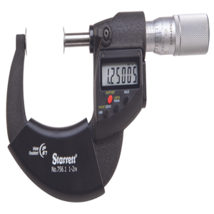 STARRETT 756.1FL-2 Digital Disc Type Micrometer, 1 Inch To 2 In/25 To 50 mm Range, Ip67 | CU4PFE 60KC75