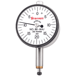 STARRETT 80-144J WFB Dial Indicator - Flat Back, 0 Inch To 0.1 Inch Range, Balanced Reading | CU4NNW 26Z694