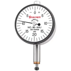 STARRETT 80-144J WFB Dial Indicator - Flat Back, 0 Inch To 0.1 Inch Range, Balanced Reading | CU4NNW 26Z694