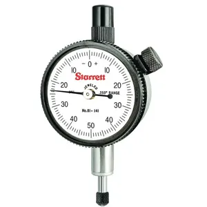 STARRETT 81-141J Dial Indicator, Balanced Dial, 0.25 Inch Range, 0-50-0 Dial Reading | AC4GYP 2ZUH4 / 53400