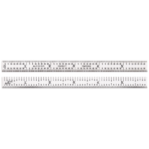 STARRETT C303SR-6 Ruler, 3R, 32nds/64ths/Quick-Reading 50ths/Quick-Reading 10ths, 6 Inch Length | CJ3FLR 30A974