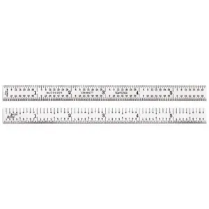 STARRETT C303SR-6 Ruler, 3R, 32nds/64ths/Quick-Reading 50ths/Quick-Reading 10ths, 6 Inch Length | CJ3FLR 30A974