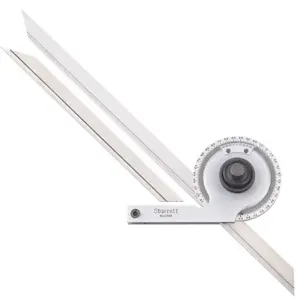 STARRETT C359FZ Bevel Protractor, 0 Deg to 360 Deg Range, 1/2 Deg Graduations, +/-1/4 Deg Accuracy, Steel | CU4NYM 30A681