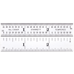 STARRETT C604R-3 Ruler, 4R, 16ths/64ths/8ths/Quick-Reading 32nds, 3 Inch Length, Steel | CJ3FLP 30A961