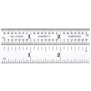 STARRETT C604R-3 Ruler, 4R, 16ths/64ths/8ths/Quick-Reading 32nds, 3 Inch Length, Steel | CJ3FLP 30A961