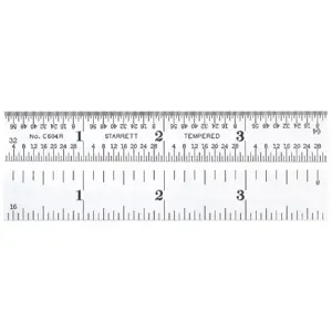 STARRETT C604R-4 Ruler, 4R, 16ths/64ths/8ths/Quick-Reading 32nds, 4 Inch Length, Steel | CJ3FLL 30A966