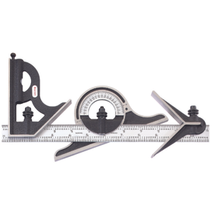 STARRETT C9-12-4R Combination Set, 4 Pieces, Center/Non-Reversible Protractor/Square, 12 Inch Length | CH9WUW 26Y944