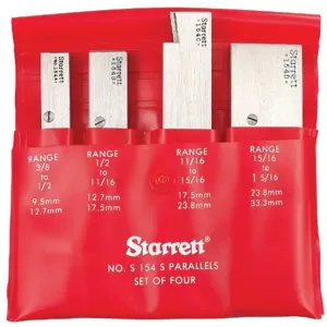 STARRETT S154SZ Adjustable Parallel Set, 3/8 to 1-5/16 Inch Range, 4 Pieces | AD6XEJ 4CEP5 / 50584