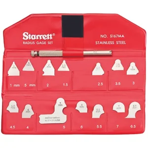 STARRETT S167MAHZ Radius Gage With Holder, 14 Leaves, 0.5 mm To 7 mm By 0.5 mm Range | CU4NKE 30A772