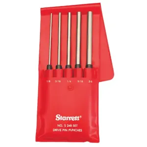 STARRETT S248PC Drive Pin Punch Set With Pouch, 8 Inch Length - 5 Pc | AC4HKV 2ZVJ6 / 51186