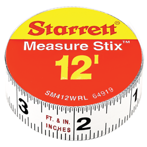 STARRETT SM412WRL Measuring Stick, 1/2 Inchx12ft, RightLeft Read | CU4NQX 44WG49