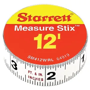 STARRETT SM412WRL Measuring Stick, 1/2 Inchx12ft, RightLeft Read | CU4NQX 44WG49