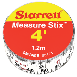 STARRETT SM44ME Measuring Stick, 1/2 Inchx4ft, Metric/English | CU4NQZ 44WG50