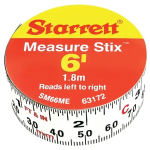 STARRETT SM66ME Measuring Stick, 3/4 Inchx6ft, Metric/English | CU4NRA 44WG52