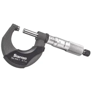 STARRETT T444.1XRL-1 Mechanical Outside Micrometer, Inch to Inch Range, +/-0.0001 Inch Accuracy, Flat | CU4NVN 53VC94