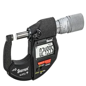 STARRETT W733.1XFL-1 Wireless Digital Micrometer, 0 Inch to 1 in/0 mm to 25.4 mm Range, IP67 | CR2RHW 783RC6