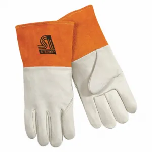 STEINER 0217-M MIG Welding Gloves, Long Cuff, Size M, PR1, Wing Thumb Cuff, Premium, Brown Cowhide | CU4QVH 62XV04