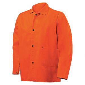 STEINER 1040-L Welding Jacket, Mens, Cotton 9 oz, Orange, Snaps, 2 Total Pockets, L, 30 Inch Length | CU4QMY 62XT97