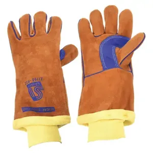 STEINER 2119B-KSC-L Welding Gloves, Wing Thumb, Knit Cuff, Premium, Brown/Blue Cowhide, Steiner 2119B-KSC | CU4QWX 4AZH3