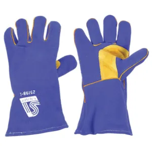 STEINER 2519B-L Welding Gloves, Wing Thumb, Gauntlet Cuff, Premium, Blue/Yellow Cowhide, L Glove Size | CU4QWT 3TCC9